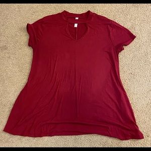 Red tunic with keyhole cutout neckline